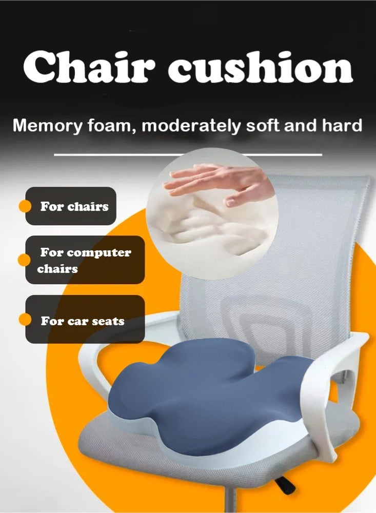 PHISMA Seat Cushion, Non-Slip Chair Cushion with Memory Foam, Tailbone Cushions for Pressure Relief, Computer & Car Seat Cushion (Blue) - Image 1