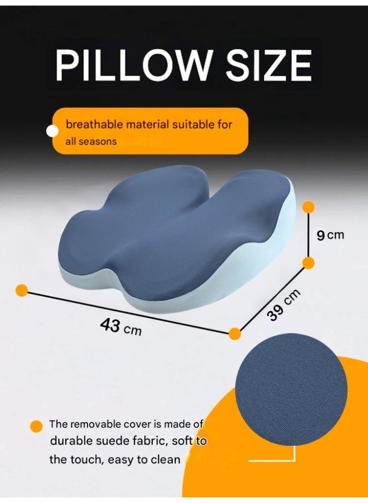 PHISMA Seat Cushion, Non-Slip Chair Cushion with Memory Foam, Tailbone Cushions for Pressure Relief, Computer & Car Seat Cushion (Blue) - Image 2