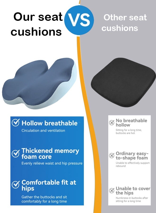 PHISMA Seat Cushion, Non-Slip Chair Cushion with Memory Foam, Tailbone Cushions for Pressure Relief, Computer & Car Seat Cushion (Blue) - Image 4