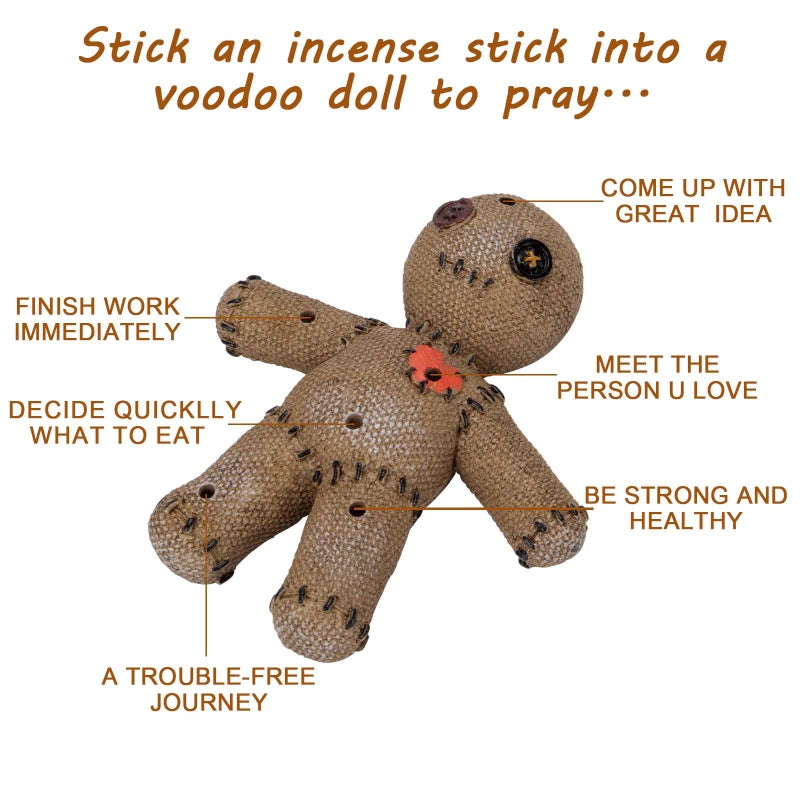 Cacukap Voodoo Doll Incense Holder for Sticks with Ash Catcher, Unique Incense Burner for Praying Desktop Resin Ornament for Yoga Room, Ornament Handmade Craft for Home Decoration - Image 3