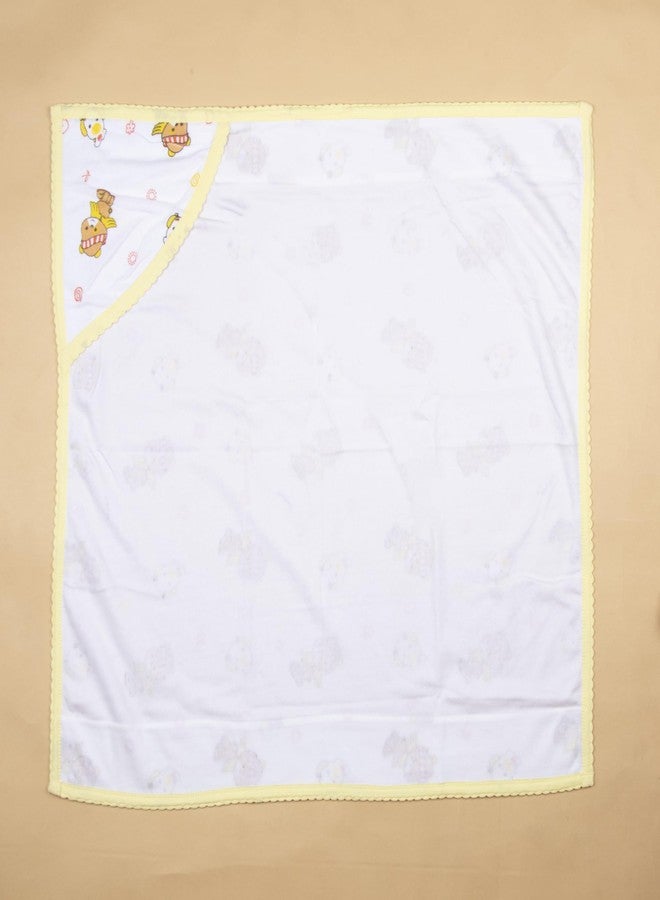 Tinycare Cotton Bath Hooded Towel for New Born, Extra Soft Terry Fabric Printed Towel for Kids/Toddler/Infants 72 x 72cm, Quick Absorbent, Reusable Napkins Bathing Towels (Yellow- 1P) 0-12 Months - Image 3