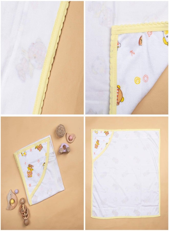 Tinycare Cotton Bath Hooded Towel for New Born, Extra Soft Terry Fabric Printed Towel for Kids/Toddler/Infants 72 x 72cm, Quick Absorbent, Reusable Napkins Bathing Towels (Yellow- 1P) 0-12 Months - Image 5
