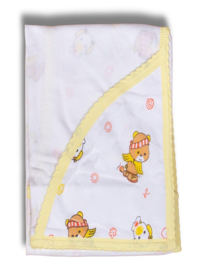 Tinycare Cotton Bath Hooded Towel for New Born, Extra Soft Terry Fabric Printed Towel for Kids/Toddler/Infants 72 x 72cm, Quick Absorbent, Reusable Napkins Bathing Towels (Yellow- 1P) 0-12 Months