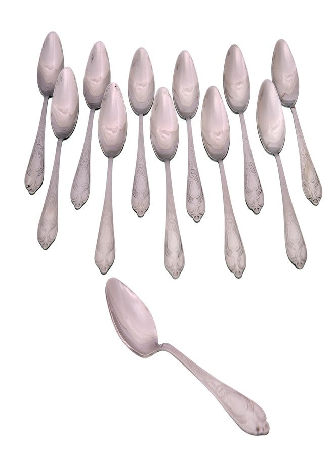 Dev Industries Stainless Steel 12 Piece Tea Spoon Set for Tea, Coffee, Sugar & Spices, Small Spoons, Silver, Length: 14 cm (17 Gauge) (Spoon_(Saphire_Design)_12pcs_Set, Medium) - Image 3
