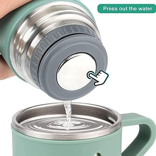 Generic NAMNKIT Stainless Steel Vacuum Insulated Flask Set with 3 Stainless Steel Cups Combo (500ml) for Coffee, Hot and Cold Water, Leak Proof, Easy to Carry,12Hrs Hot & Cold. (Green)  - Image 3