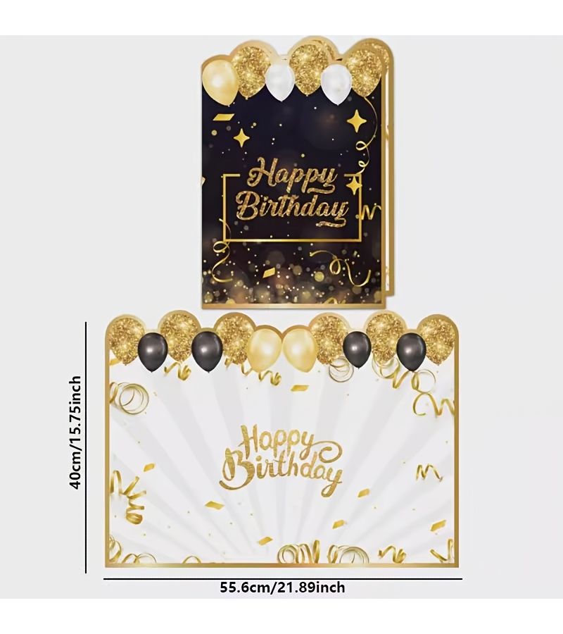 بطاقة تهنئة عيد ميلاد كبيرة باللون الأسود الذهبي تذكار ذكرى مقاس 15.75 × 21.89 بوصة - Image 3
