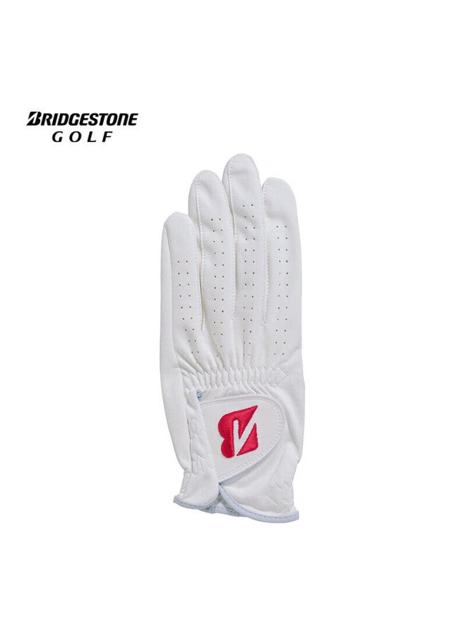 Bridgestone Men's Golf Glove Anti-slip Durable Breathable Comfortable Professional Left Hand Bgglg12crd White Red Size 25 - Image 1