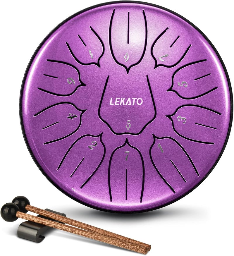 LEKATO Steel Tongue Drum 6 Inch 11 Notes, D Major Beginner Handpan Drum for Musical Education Zen Meditation Yoga, Gift for Families/Friends - Image 1