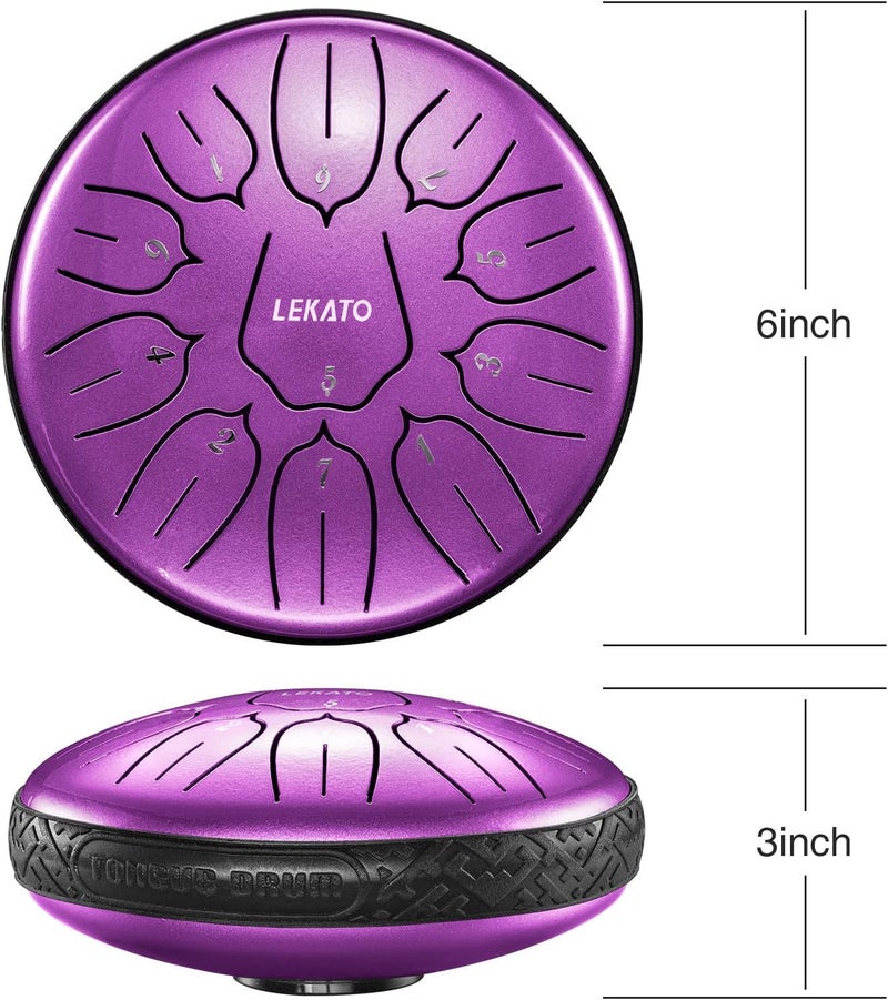 LEKATO Steel Tongue Drum 6 Inch 11 Notes, D Major Beginner Handpan Drum for Musical Education Zen Meditation Yoga, Gift for Families/Friends - Image 4