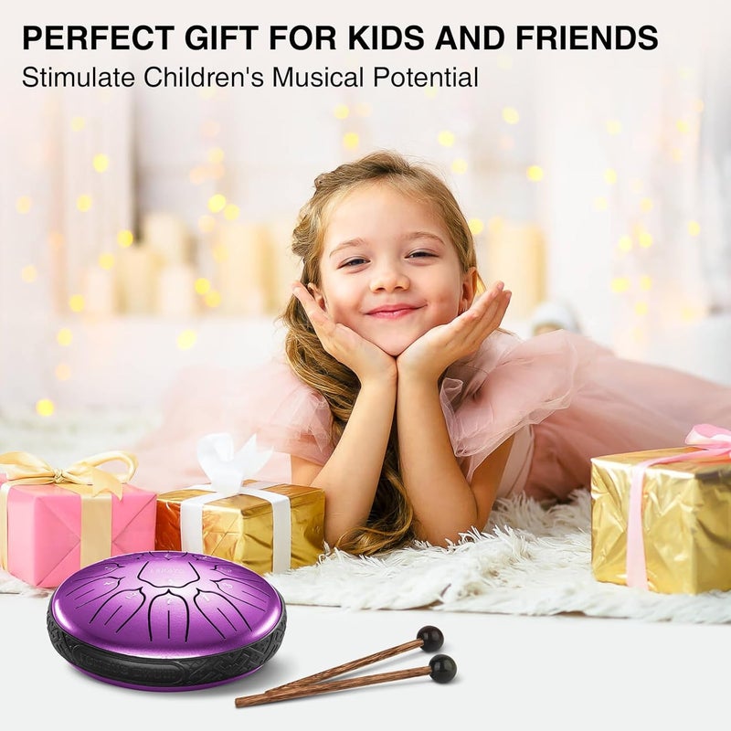 LEKATO Steel Tongue Drum 6 Inch 11 Notes, D Major Beginner Handpan Drum for Musical Education Zen Meditation Yoga, Gift for Families/Friends - Image 5