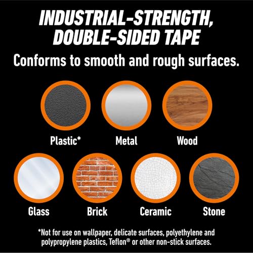 Gorilla Heavy Duty Double Sided Mounting Tape, Black Tape, 1" x 120" (Pack of 4) - Weatherproof for Indoor or Outdoor - Image 2