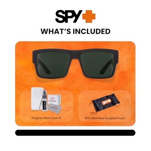 Spy Cyrus 673180374863 58 MM Matte Black/Happy Gray Green Square Sunglasses for Men +Bundle with Accessory Eyewear Kit - Image 2