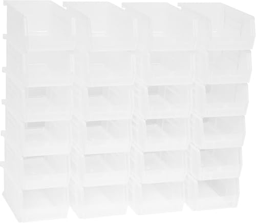 Akro-Mils 30220 AkroBins Plastic Storage Bins, Space-Saving Stackable Bins for Garage, Pantry, Craft Organization, 7-" x 4-" x 3-", Clear, 24-Pack - Image 1