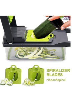 ELTRAZONE Vegetable Chopper Onion Chopper Pro Spiralizer Multifunctional 15 in 1 Chopper, Kitchen Mandoline Slicer Veggie Cutter With 10 Blades, Potato Tomato Garlic Salad Chopper with Container.  - Image 3