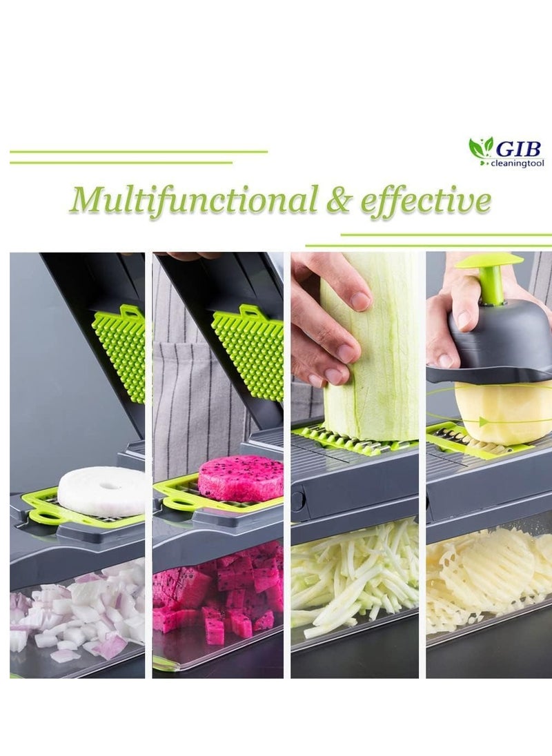 ELTRAZONE - Vegetable Chopper Onion Chopper Pro Spiralizer Multifunctional 15 in 1 Chopper, Kitchen Mandoline Slicer Veggie Cutter With 10 Blades, Potato Tomato Garlic Salad Chopper with Container. - Image 1