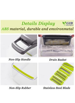 ELTRAZONE Vegetable Chopper Onion Chopper Pro Spiralizer Multifunctional 15 in 1 Chopper, Kitchen Mandoline Slicer Veggie Cutter With 10 Blades, Potato Tomato Garlic Salad Chopper with Container.  - Image 5