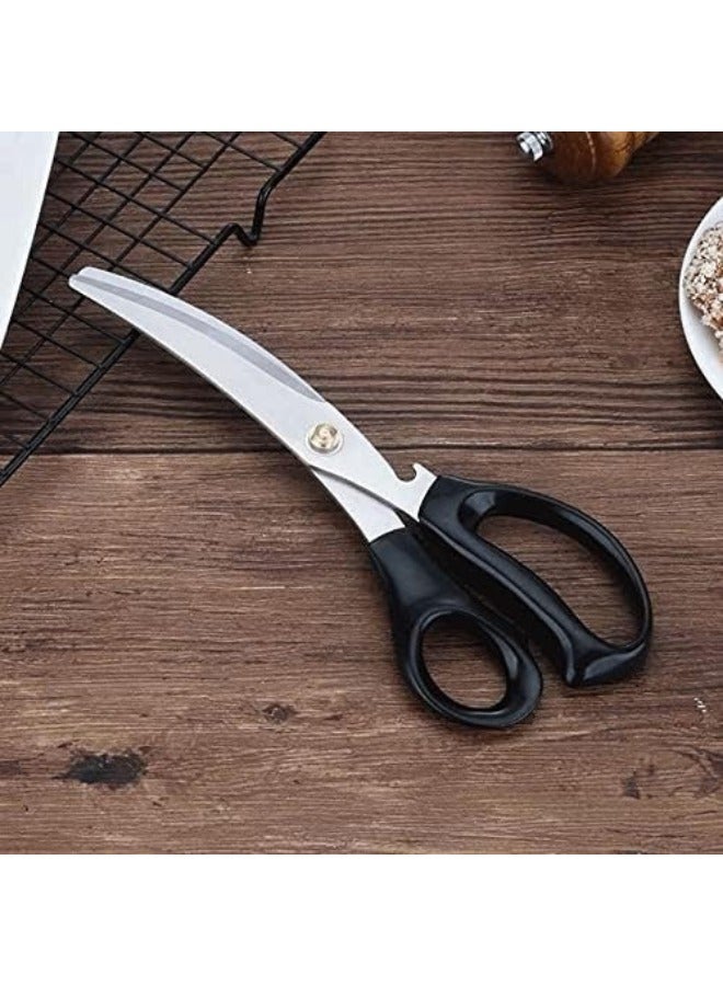 Powerful Multi function shears Korean barbecue scissors easy use kitchen cooking steak meat scissors with Ergonomic handle (Black) - Image 3