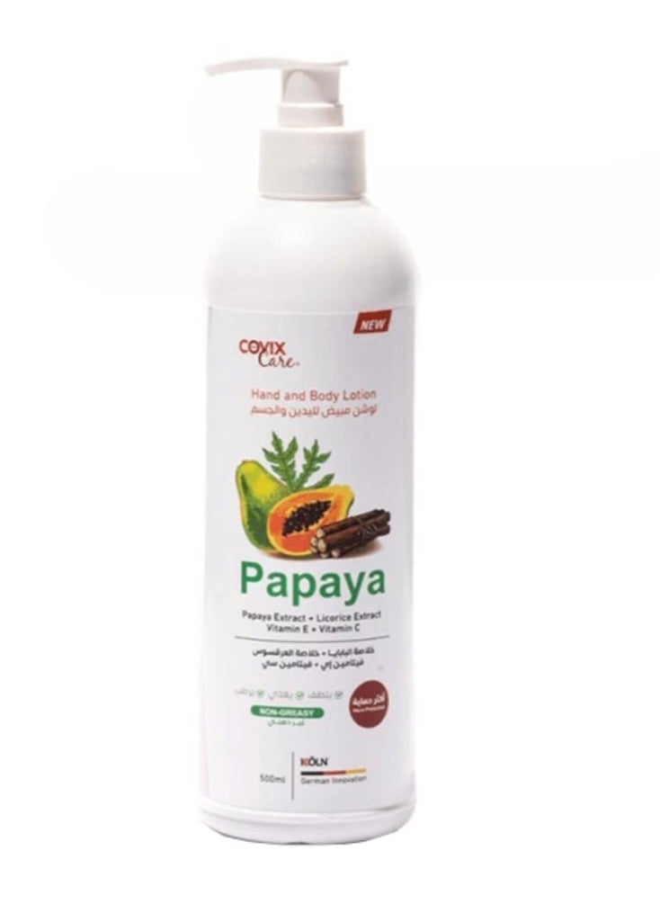 covix - Whitening hand and body lotion with a special formula from Cofix Care with papaya extract licorice and vitamin C 500 ml - Image 1