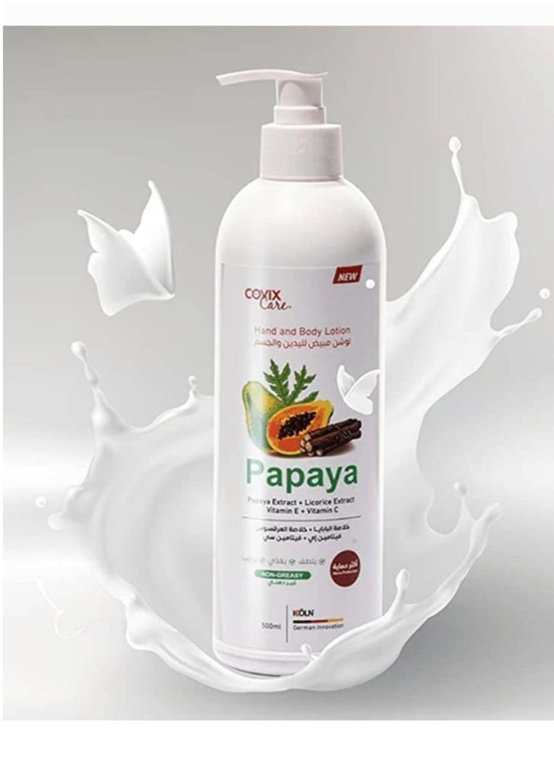 covix - Whitening hand and body lotion with a special formula from Cofix Care with papaya extract licorice and vitamin C 500 ml - Image 1