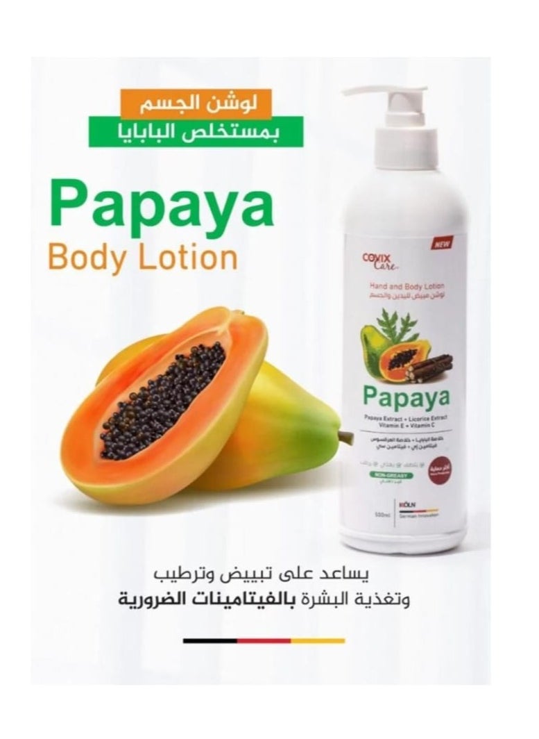 covix - Whitening hand and body lotion with a special formula from Cofix Care with papaya extract licorice and vitamin C 500 ml - Image 1