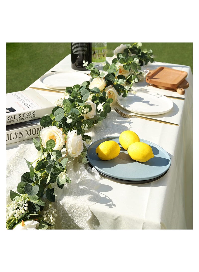 Garneck Lifelike Silk Rose Garland Vines - Perfect for Home, Hotel, Office, Wedding, Party, Garden Decor & Crafts - Indoor Floral Banner - Image 3