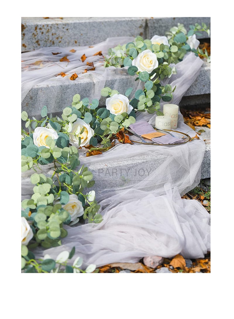 Garneck Lifelike Silk Rose Garland Vines - Perfect for Home, Hotel, Office, Wedding, Party, Garden Decor & Crafts - Indoor Floral Banner - Image 4