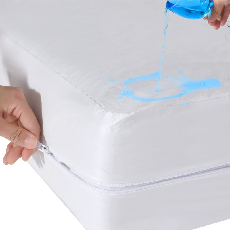 Antranfour Twin Zippered Mattress ProtectorWaterproof Urine Proof Cover for Pets and Kids SixSided Fully Encased Fits 1013 Inch Depth