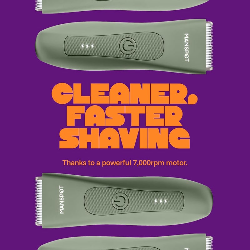 MANSPOT Manscape Pubic Hair Trimmer for Men and Women, Electric Trimmer Pubic Trimmer Shaver,Hypoallergenic Ceramic Blade Heads,Waterproof Wet/Dry Groin Shaver,20 Times Usage,No Nick,No Burn Green 2 - Image 2