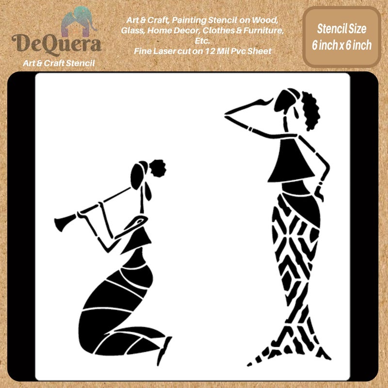 DeQuera Music Stencils for Wall Painting Enjoying Music Reusable Wall Stencil for Craft and Art Tribal Stencils for Craft DIY Wall Stencil Painting Size 6 x 6 Inch Pack of 1 DQL1218