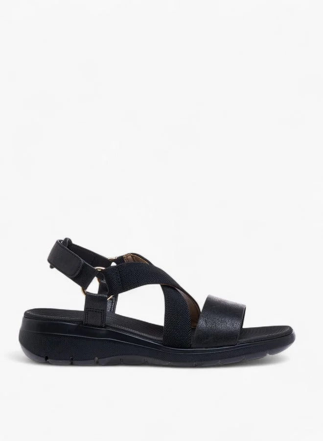 Cross Strap Sandals with Hook and Loop Closure