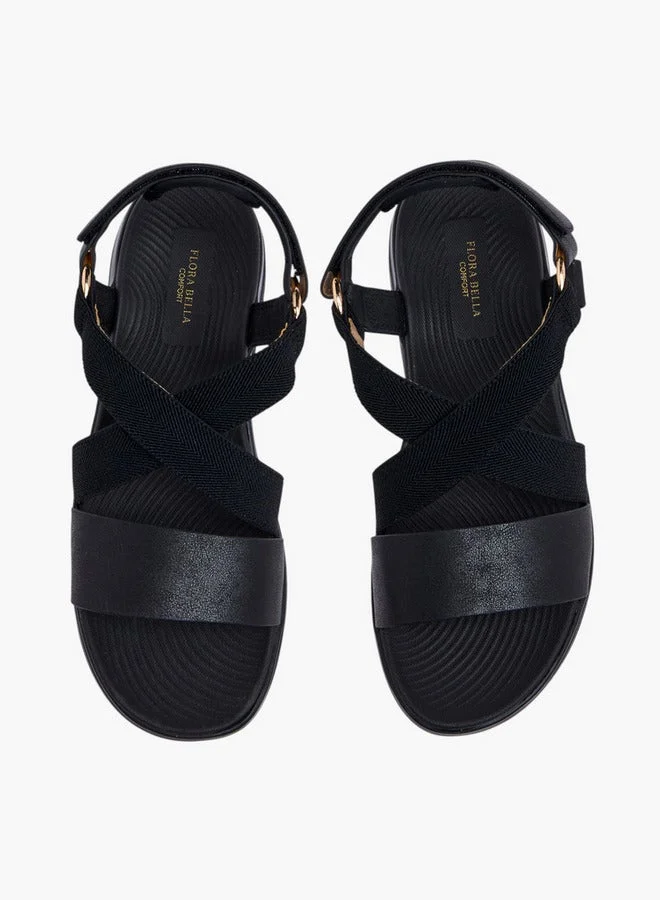 Flora Bella By Shoexpress Cross Strap Sandals with Hook and Loop Closure