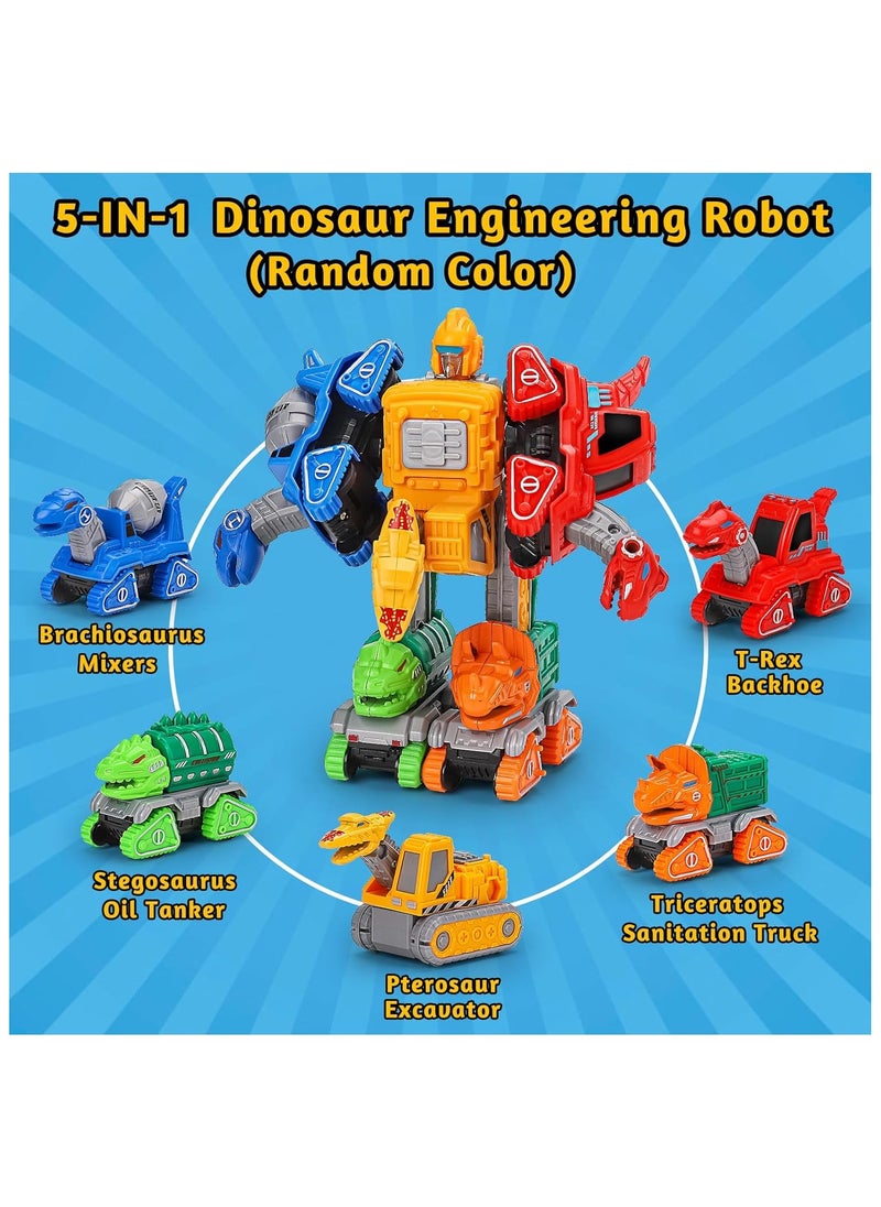 Transforming Toys for 3+ Year Old Boys,5 in 1 Dinosaur Transform Action Figures Robot Toys Take Apart Car Toy Trucks Construction Vehicle Excavator Toys Birthday Gift for Boys 3 4 5 6 Years Old  - Image 2