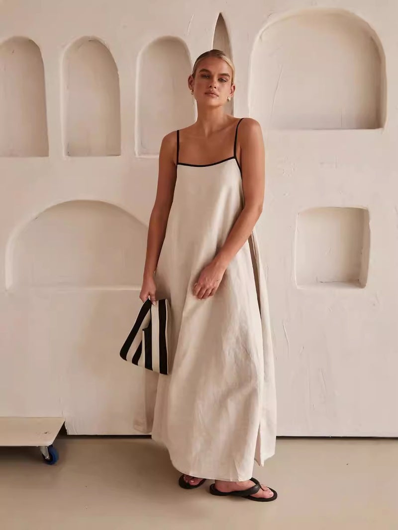 Summer New Fashion Contrast Color Loose Fit Camisole Swing Dress - Image 1