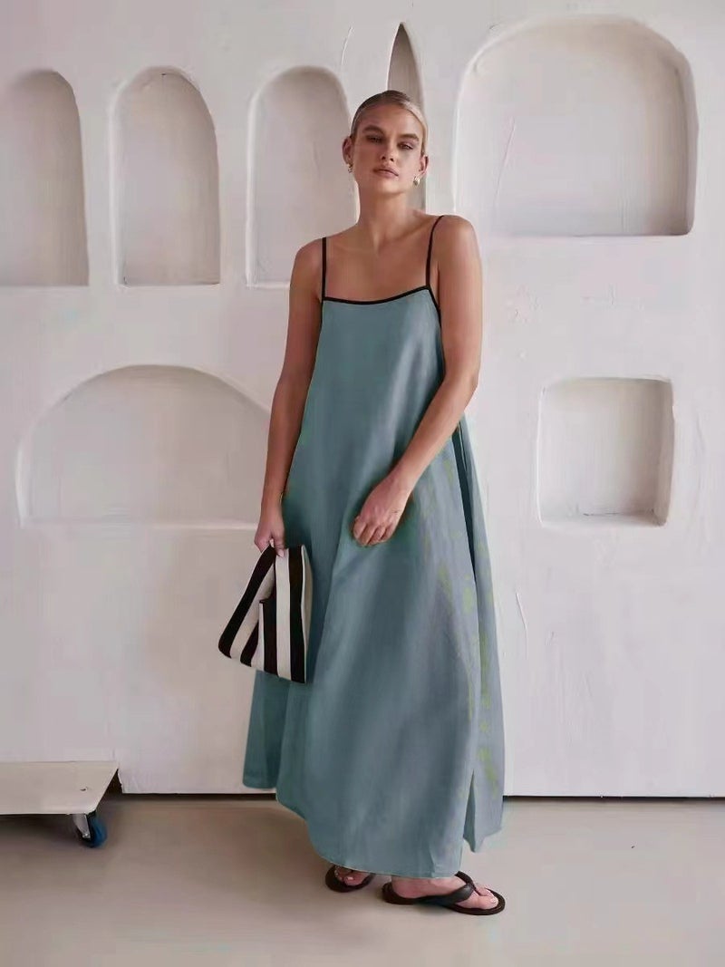Summer New Fashion Contrast Color Loose Fit Camisole Swing Dress - Image 4