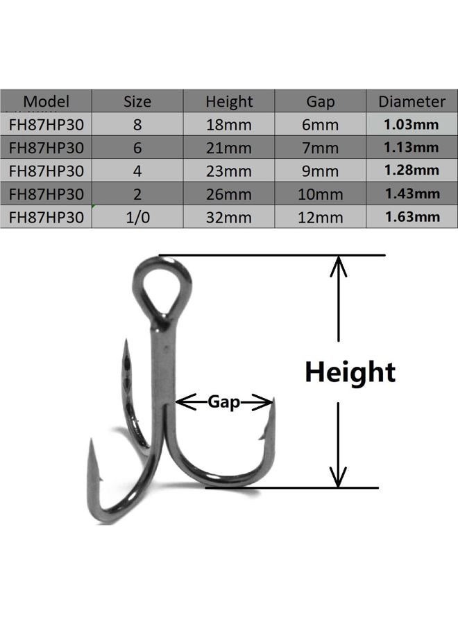 wLure Fishing Hooks Treble Hooks for Hook Upgrade Cutting Blade 4X Strong Short Shank Black Nickle FH31HP60#6 - Image 2