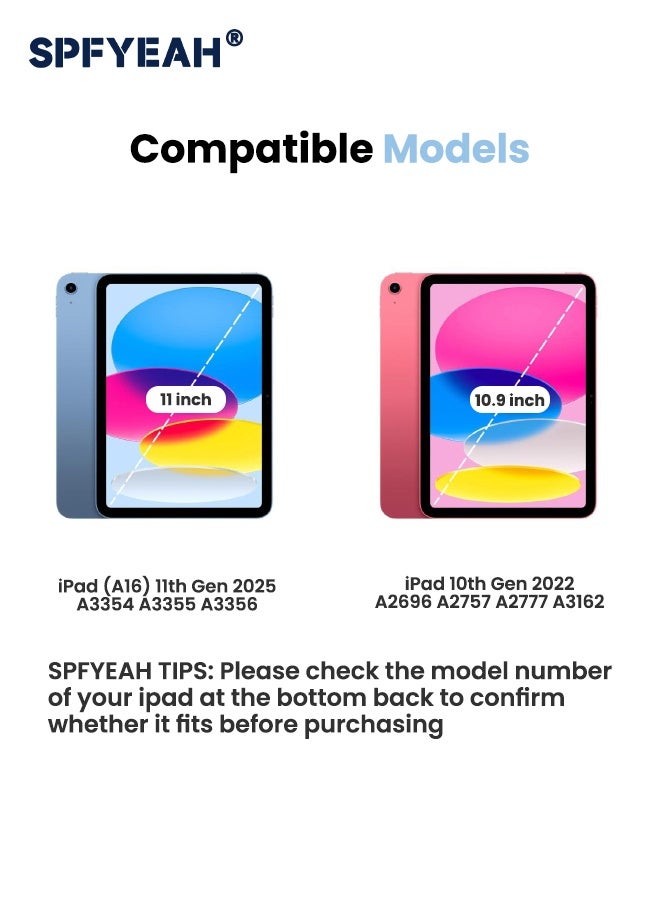 SPFYEAH iPad (A16) 11th Generation 11 inch (2025) / iPad 10th Generation 10.9 inch (2022) Cover, with Pencil Holder, Auto Wake/Sleep, Trifold Stand Smart Case Cover with Soft TPU Back, Sky Blue - Image 2