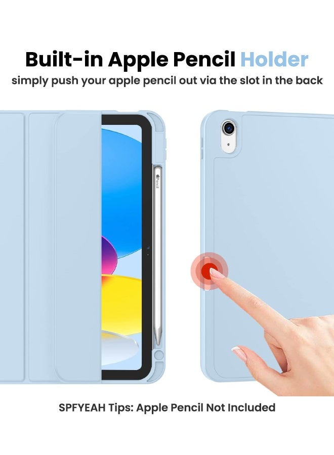 SPFYEAH iPad (A16) 11th Generation 11 inch (2025) / iPad 10th Generation 10.9 inch (2022) Cover, with Pencil Holder, Auto Wake/Sleep, Trifold Stand Smart Case Cover with Soft TPU Back, Sky Blue - Image 3