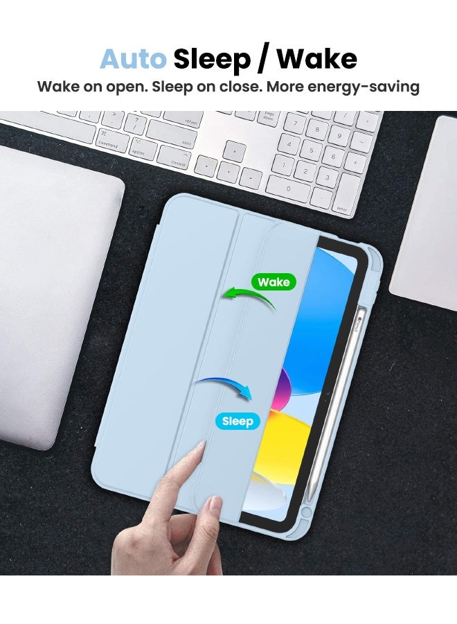 SPFYEAH iPad (A16) 11th Generation 11 inch (2025) / iPad 10th Generation 10.9 inch (2022) Cover, with Pencil Holder, Auto Wake/Sleep, Trifold Stand Smart Case Cover with Soft TPU Back, Sky Blue - Image 4