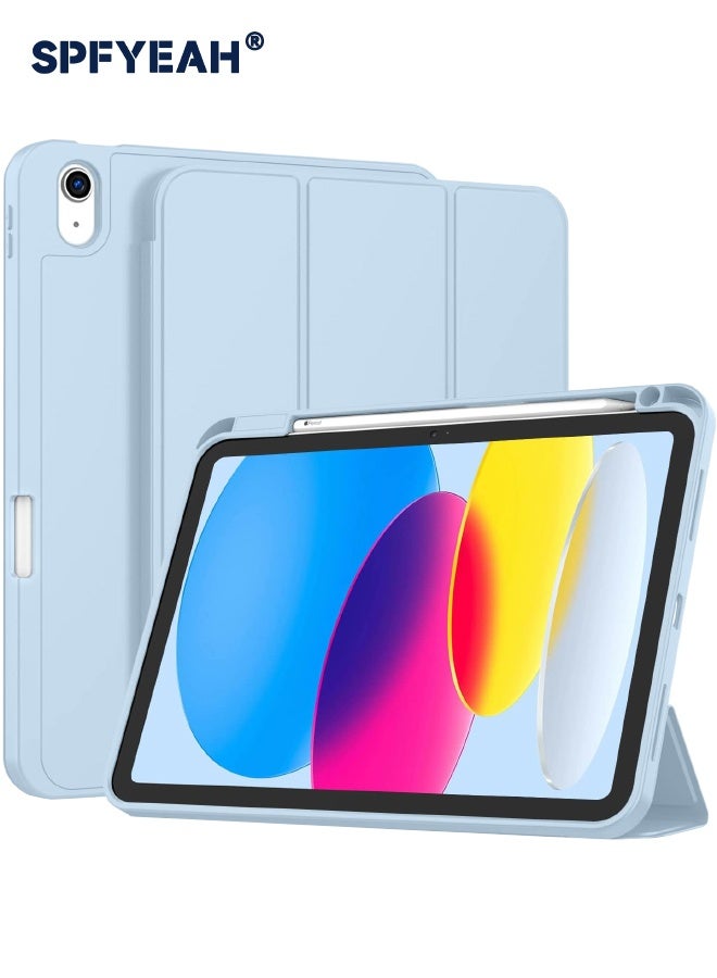 SPFYEAH iPad (A16) 11th Generation 11 inch (2025) / iPad 10th Generation 10.9 inch (2022) Cover, with Pencil Holder, Auto Wake/Sleep, Trifold Stand Smart Case Cover with Soft TPU Back, Sky Blue