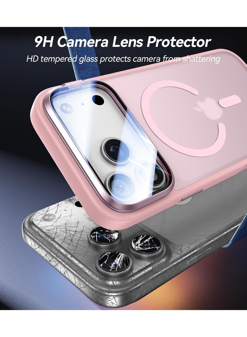 MagSafe Compatible Case for iPhone 17 Pro Max - Slim Shockproof Cover with Camera Lens Protector & Foldable Stand, Pink - Image 2