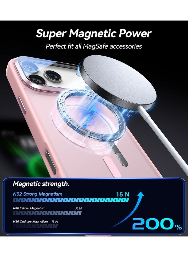 MagSafe Compatible Case for iPhone 17 Pro Max - Slim Shockproof Cover with Camera Lens Protector & Foldable Stand, Pink - Image 4