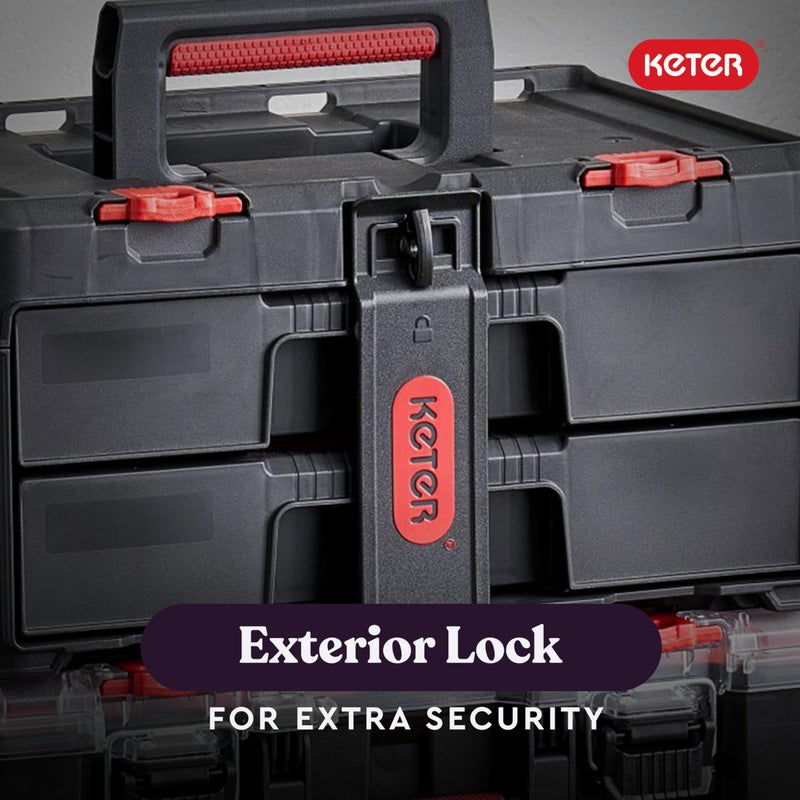 Keter Stack-n-Roll Two Drawer Tool Box for Small Parts and Power Tool Accessories, Fits Keter Modular Tool Storage System - Image 4