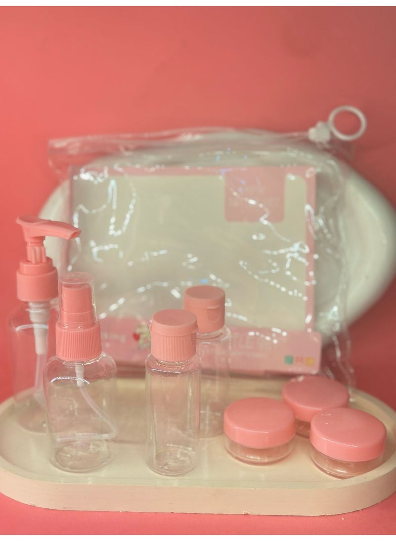 7 Pieces Luxury Refillable Travel Bottles Set Lotion Shampoo Shower Gel Empty Container for Liquid Cosmetic Packing Tool (may vary color) - Image 2