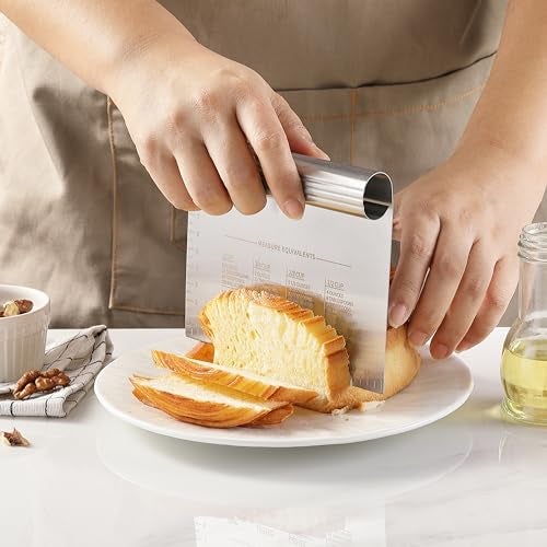 OLULU 2PCS Dough Pastry Bench Cutter Scraper, OLULU Stainless Steel Kitchen Food Scraper with Protective Cover, Anti-Wear Laser-Engraved Measuring Scale and Ear Of Wheat, Dishwasher Safe (2Pack, 6 inch) - Image 5