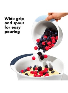 OXO OXO,plastic Good Grips 3-Piece Mixing Bowl Set - Blueberry, Jam & Seltzer Handles,4.7 LITERS, Large  - Image 2