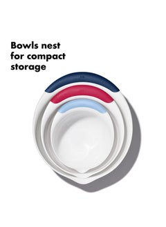 OXO OXO,plastic Good Grips 3-Piece Mixing Bowl Set - Blueberry, Jam & Seltzer Handles,4.7 LITERS, Large  - Image 3