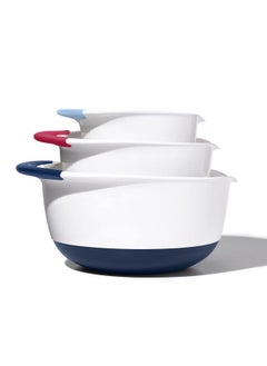 OXO OXO,plastic Good Grips 3-Piece Mixing Bowl Set - Blueberry, Jam & Seltzer Handles,4.7 LITERS, Large  - Image 1