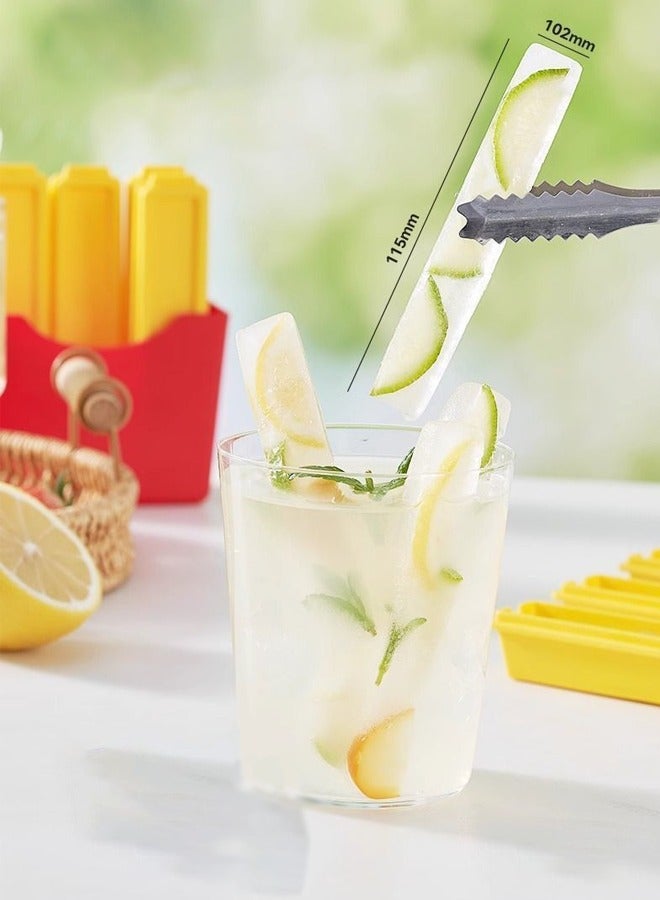 7 Pcs French Fry Shaped Ice Stick Cube Trays For All Sizes Of Cup Sizes And Bottle Mouths, Ice Lolly Square Discs Made Of Easy Push Pop Material With Magnetic Storage Box, Ideal For Sports And Water Bottles  - Image 2