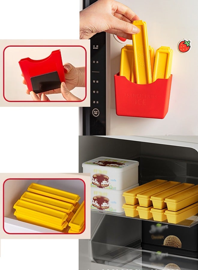 7 Pcs French Fry Shaped Ice Stick Cube Trays For All Sizes Of Cup Sizes And Bottle Mouths, Ice Lolly Square Discs Made Of Easy Push Pop Material With Magnetic Storage Box, Ideal For Sports And Water Bottles  - Image 5