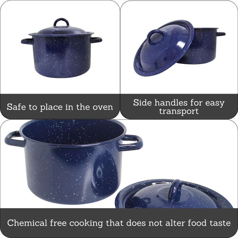 IMUSA USA C20666-1062810W Speckled Enamel Stock Pot with Lid, 4 Quart, Blue - Image 2